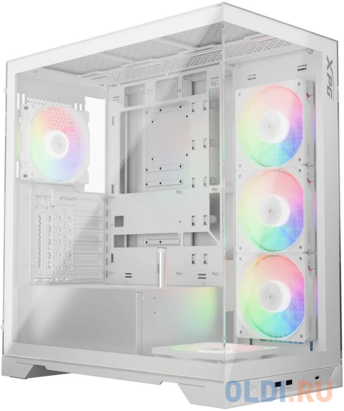 Корпус XPG INVADER X WHITE (INVADERXMT-WHCWW) Mid-Tower Gaming ATX PC Case with Panoramic View, Tempered Glass Panels, and RGB Lighting Black