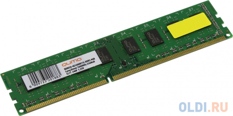Оперативная память для компьютера QUMO QUM3U-4G1600K11 SO-DIMM 4Gb DDR3 1600 MHz QUM3U-4G1600K11