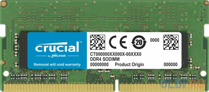 Оперативная память для ноутбука 32Gb (1x32Gb) PC4-25600 3200MHz DDR4 SO-DIMM Unbuffered CL22 Crucial Basics Laptop CT32G4SFD832A