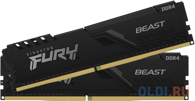 Оперативная память для компьютера Kingston FURY Beast Black DIMM 16Gb DDR4 3200 MHz KF432C16BBK2/16