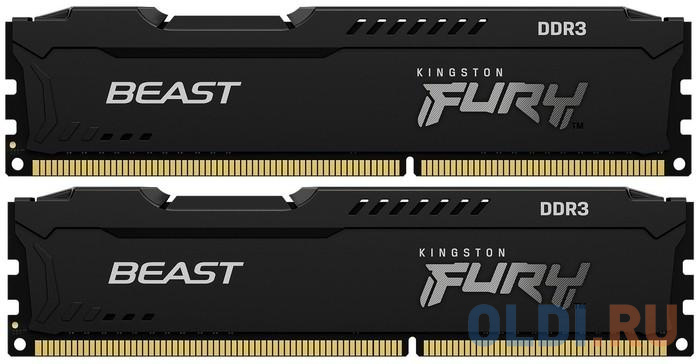 Оперативная память для компьютера Kingston FURY Beast Black DIMM 8Gb DDR3 1600MHz KF316C10BBK2/8