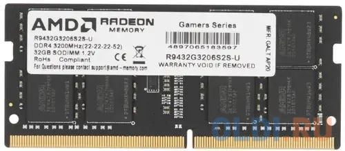 Оперативная память для ноутбука AMD R9 Gamer Series Gaming SO-DIMM 32Gb DDR4 3200 MHz R9432G3206S2S-U