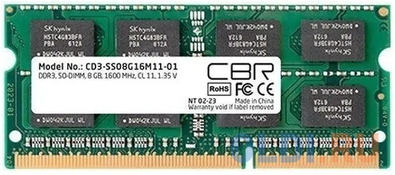 Оперативная память для ноутбука CBR CD3-SS08G16M11-01 SO-DIMM 8Gb DDR3 1600 MHz CD3-SS08G16M11-01