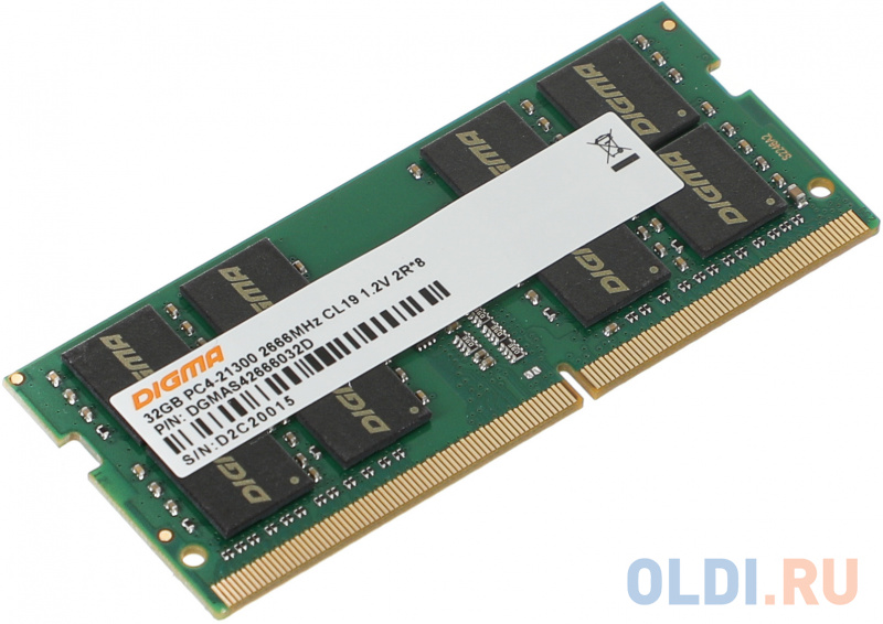 Память DDR4 32Gb 2666MHz Digma DGMAS42666032D RTL PC4-21300 CL19 SO-DIMM 260-pin 1.2В dual rank