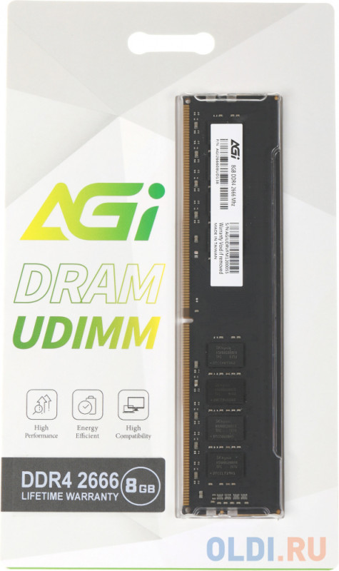 Оперативная память для компьютера AGI AGI266608UD138 DIMM 8Gb DDR4 2666 MHz AGI266608UD138