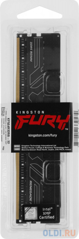 Модуль памяти Kingston 32GB DDR5 6400 FURY Renegade Pro RDIMM Black XMP ECC Registered DIMM (Single Module) 1RX4 32-39-39 1.4V 288-pin 16Gbit