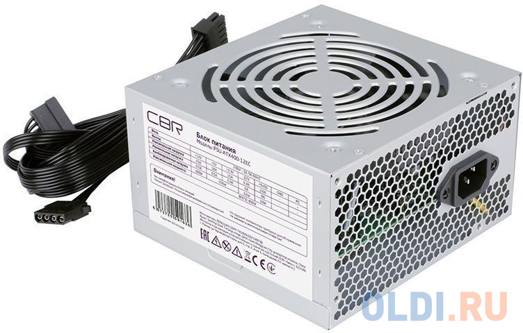 Блок питания CBR ATX 400W, 12см fan, 20+4pin/1*4pin/1*IDE/2*SATA, кабель питания 1.2м [PSU-ATX400-12EC]