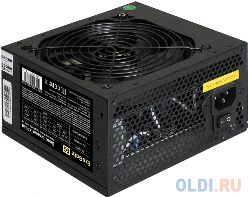 Блок питания 850W ExeGate XP850 (ATX, 12cm fan, 24pin, 2x(4+4)pin, 2xPCI-E, 5xSATA, 3xIDE, black)