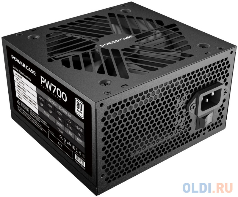 Powercase PW700 (80 Plus, ATX 2.31, 700W, APFC, DC-DC, 120mm Fan) / PS-700W-DC