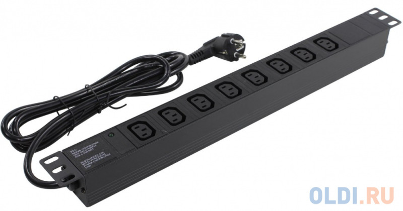 Exegate EX280855RUS Блок розеток ExeGate ServerPro PDU-19H809 Al-8C13-EU2.5, 19",1U,алюм, 8 IEC 320 C13, евровилка, 2.5м