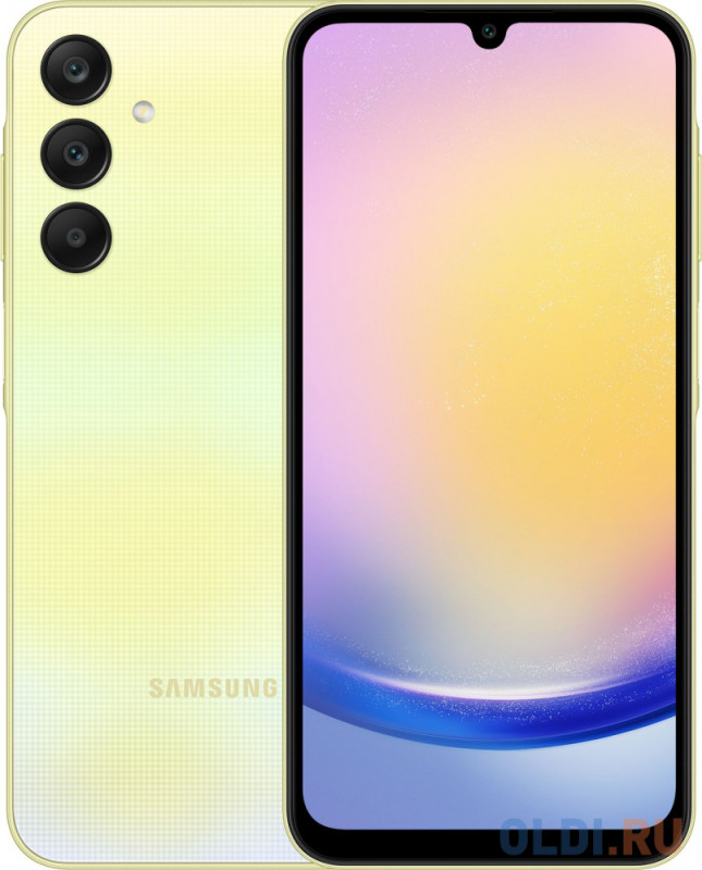 Смартфон Samsung SM-A256E Galaxy A25 128Gb 6Gb желтый моноблок 3G 4G 2Sim 6.5" 1080x2340 Android 14 50Mpix 802.11 a/b/g/n/ac NFC GPS GSM900/1800
