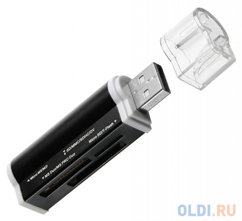 Устройство чтения карт памяти USB2.0 Buro BU-CR-3101 черный