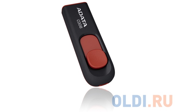 Внешний накопитель 64GB USB Drive ADATA USB 2.0 C008 черно-красная выдвижная AC008-64G-RKD