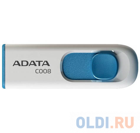 Внешний накопитель 64GB USB Drive ADATA USB 2.0 C008 бело-синяя выдвижная AC008-64G-RWE