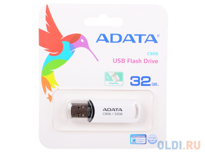 Внешний накопитель 32GB USB Drive ADATA USB 2.0 C906 white AC906-32G-RWH