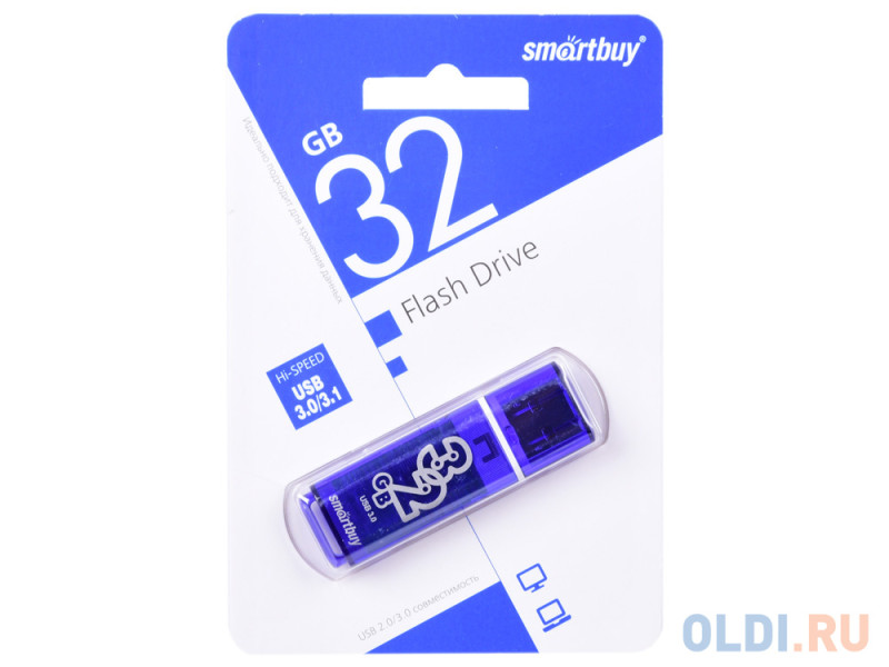 Внешний накопитель 32Gb USB Drive <USB3.0 Smartbuy Glossy series Dark Blue (SB32GBGS-DB)
