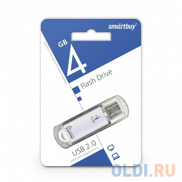 Smartbuy USB Drive 4Gb V-Cut series Silver SB4GBVC-S