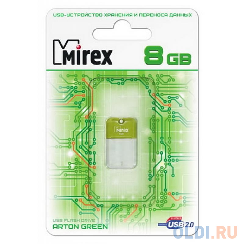 Флешка 8Gb Mirex 8GB Mirex Arton, USB 2.0, Зеленый USB 2.0 зеленый 13600-FMUAGR08