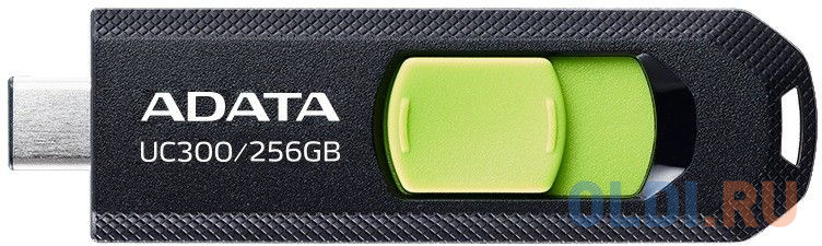 Флеш накопитель 256GB A-DATA UC300, USB 3.2/TypeC, черный/зеленый
