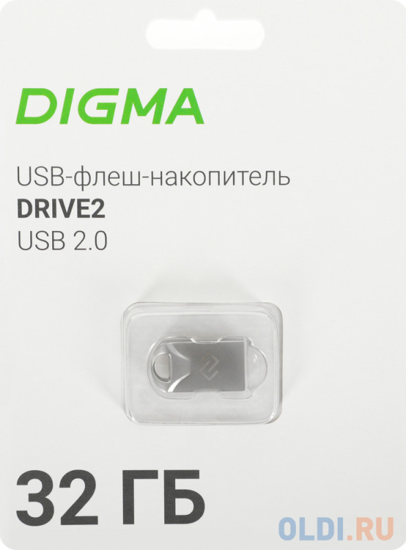 Флеш Диск Digma 32Gb DRIVE2 DGFUM032A20SR USB2.0 серебристый