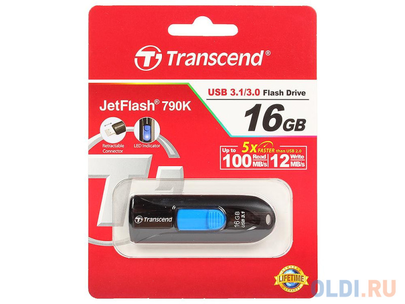 Внешний накопитель 16GB USB Drive <USB 3.0 Transcend 790K (TS16GJF790K)