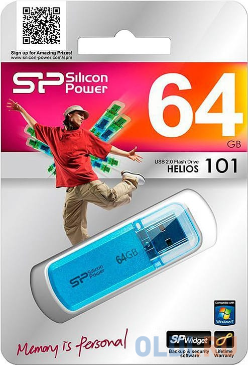 Внешний накопитель 64GB USB Drive <USB 2.0 Silicon Power Helios 101 Blue (SP064GBUF2101V1B)