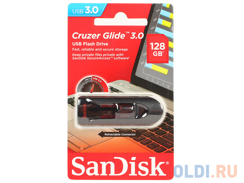 Внешний накопитель 128GB USB Drive <USB 3.0 SanDisk Cruzer Glide 3.0 (SDCZ600-128G-G35)