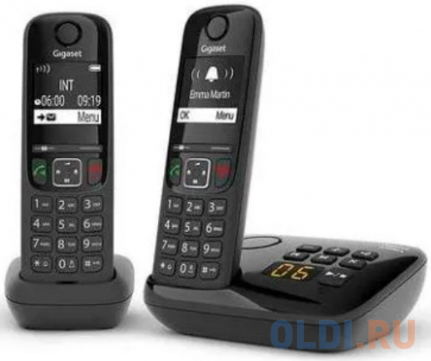 Р/Телефон Dect Gigaset AS690A DUO RUS черный (труб. в компл.:2шт) автооветчик АОН