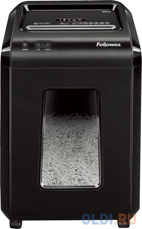 Шредер Fellowes Powershred 92Cs, DIN P-4, 4х38 мм, 18 лст., 25 лтр., SafeSense