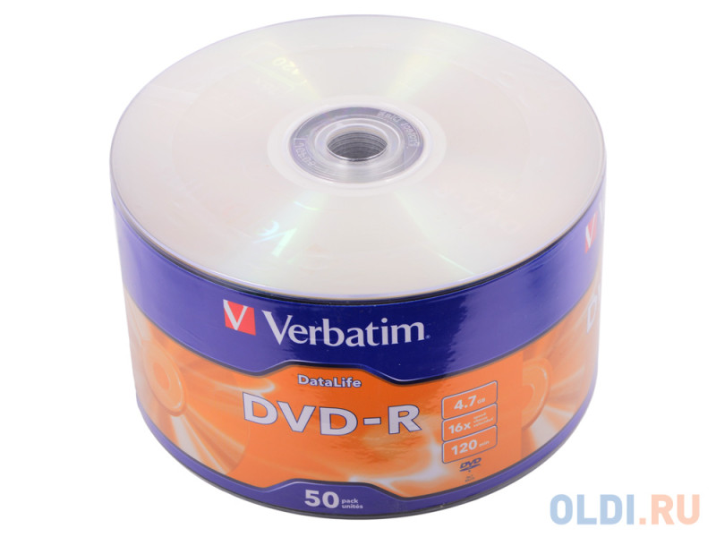 Диски DVD-R 4,7GB Verbatim 16x Shrink/50 DataLife