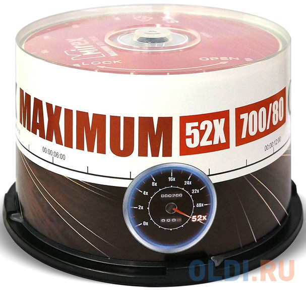 Диск CD-R Mirex 700 Mb, 52х, Maximum, Cake Box (50), (50/300)