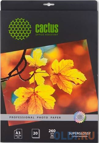 Бумага Cactus CS-HGA326020 Professional А3 260г/кв.м суперглянцевая 20л