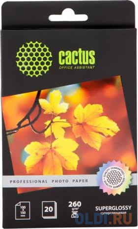 Фотобумага Cactus CS-HGA626020 Professional суперглянцевая 10x15 260 г/м2 20 листов