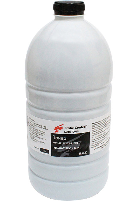 Тонер Static Control H1606TNR-1KG черный флакон 1000гр. для принтера HP LJ P1606/P1102/ M201