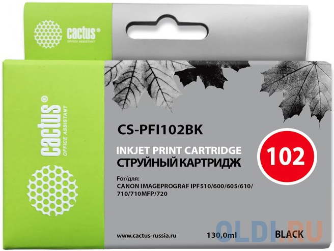 Картридж Cactus CS-PFI102BK для Canon iPF500/iPF600/iPF700/ MFP M40/iPF765/LP17/LP24 черный