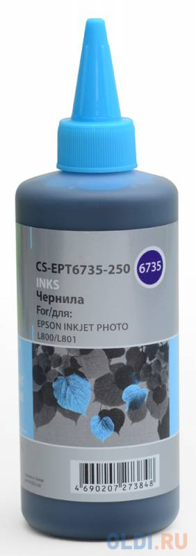 Чернила Cactus CS-EPT6735-250 для Epson L800/L810/L850/L1800 светло-голубой 250мл