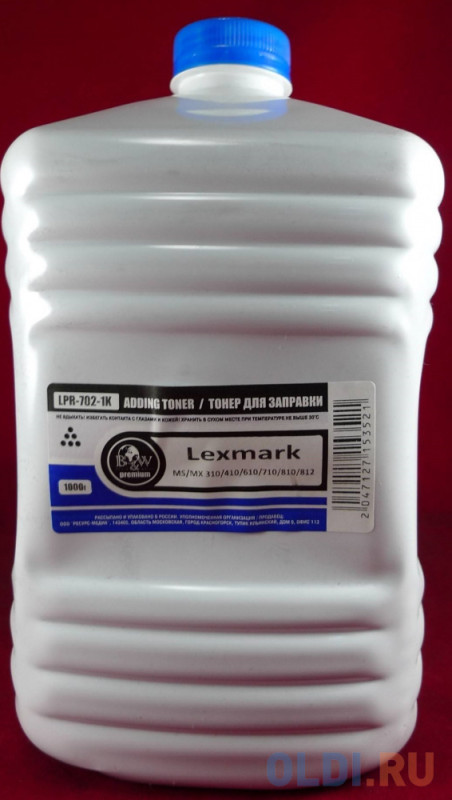 Тонер Lexmark MS/MX 310/410/610/710/810/812 (кан. 1кг) B&W Premium Tomoegawa фас.Россия