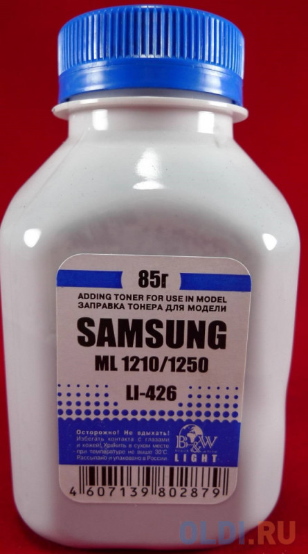 Тонер SAMSUNG ML-1210/1520/1610/40/60/1710/2010/216x/SCX-4x00/3x00 (фл. 85г) B&W Light фас.Россия