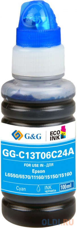 Чернила G&G GG-C13T06C24A №112 голубой 100мл для Epson L6550/6570/11160/15150/15160