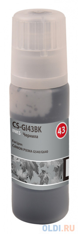 Чернила Cactus CS-GI43BK GI-43 черный60мл для Canon Pixma G640/G540