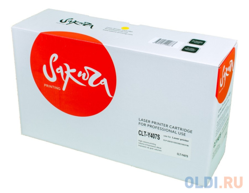 Картридж Sakura CLTY407S для Samsung CLP-320/CLP-321/CLP-325/CLP-326/CLP-3185/CLP-3186, желтый, 1000 к.