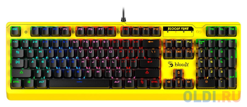 Клавиатура проводная A4TECH B810RC Punk Yellow USB желтый черный