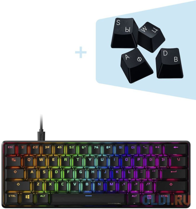 Клавиатура HyperX Alloy Origins 60 механическая черный USB LED (4P5N4AA#ABA)