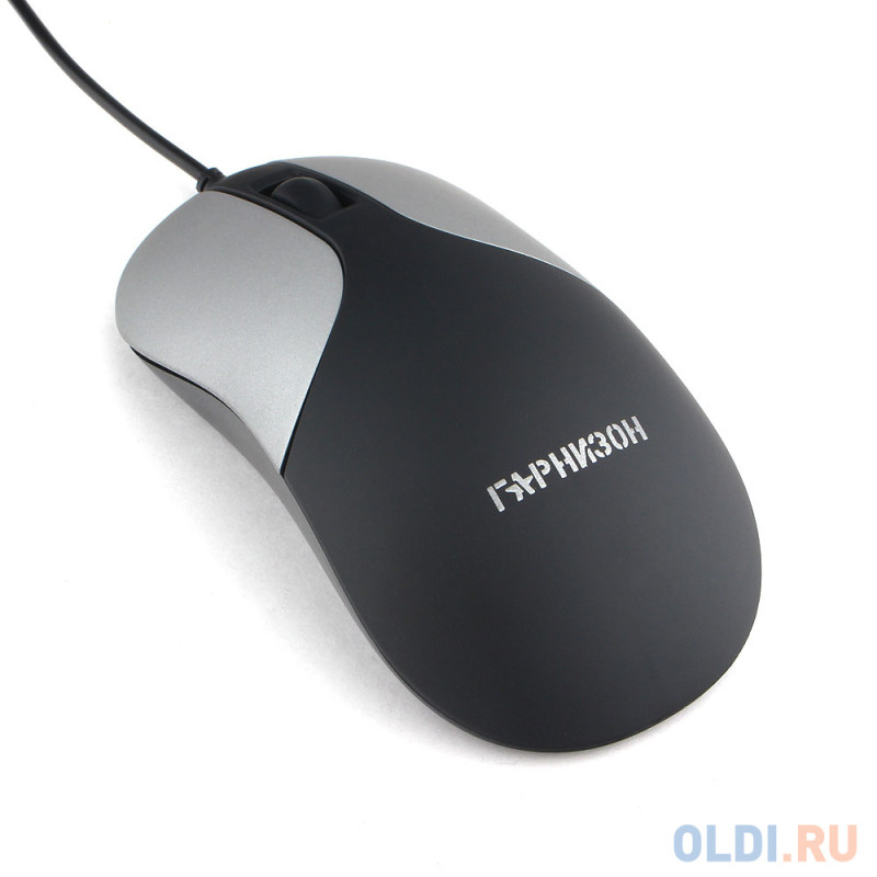 Гарнизон Мышь GM-215, USB, чип- Х, черный/серый, soft touch, 1000 DPI, 2кн.+колесо-кнопка