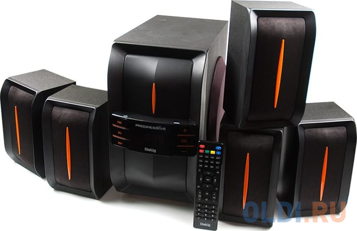 Колонки Dialog Progressive AP-540 BLACK - 5.1, 40W+5*12W RMS,  USB+SD reader