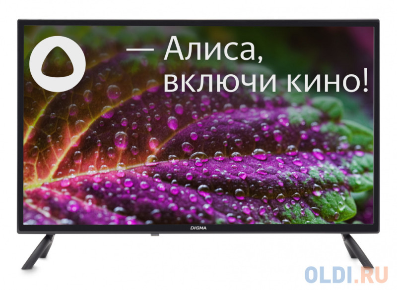 Телевизор LED Digma 32" DM-LED32SBB31 Яндекс.ТВ черный HD 60Hz DVB-T DVB-T2 DVB-C DVB-S DVB-S2 USB WiFi Smart TV