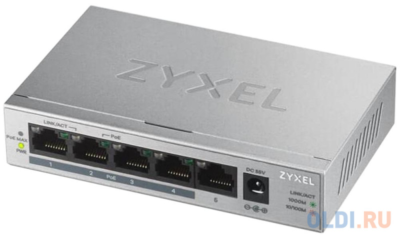 Коммутатор Zyxel GS1005HP-EU0101F 5G 4PoE+ 60W неуправляемый