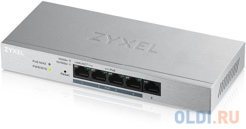 Коммутатор Zyxel GS1200-5HPV2-EU0101F 5G 4PoE+ 60W управляемый