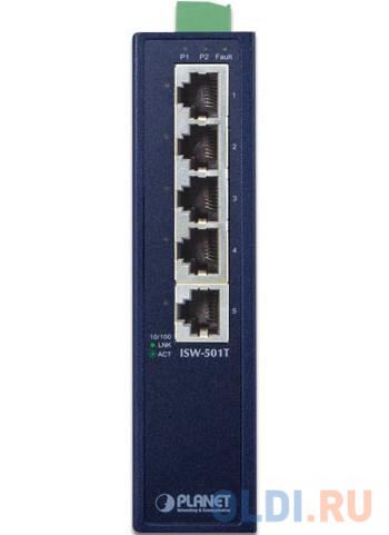 IP30 Slim Type 5-Port Industrial Fast Ethernet Switch (-40 to 75 degree C)