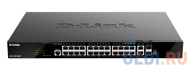 D-Link DGS-1520-28MP/A1A Управляемый L3 стекируемый коммутатор с 20 портами 10/100/1000Base-T, 4 портами 100/1000/2.5GBase-T, 2 портами 10GBase-T и 2